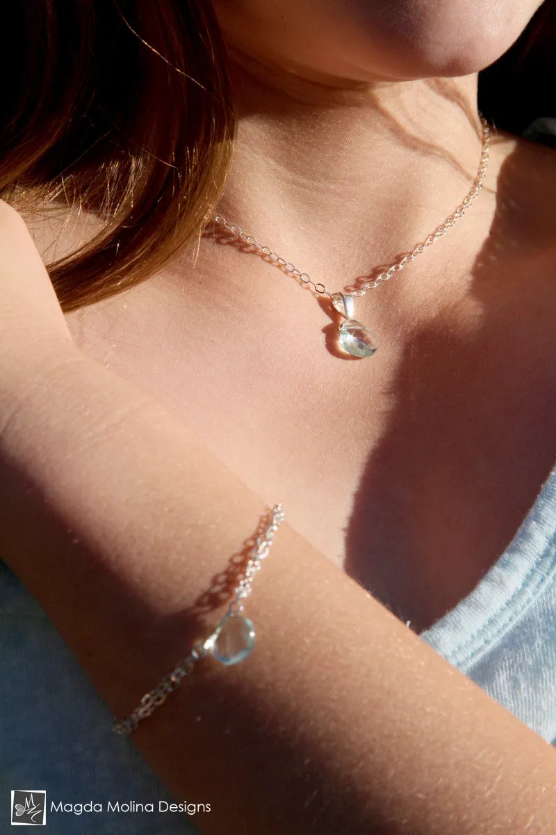 Mini Goddess (children) Simple Quartz Drop on Silver Necklace