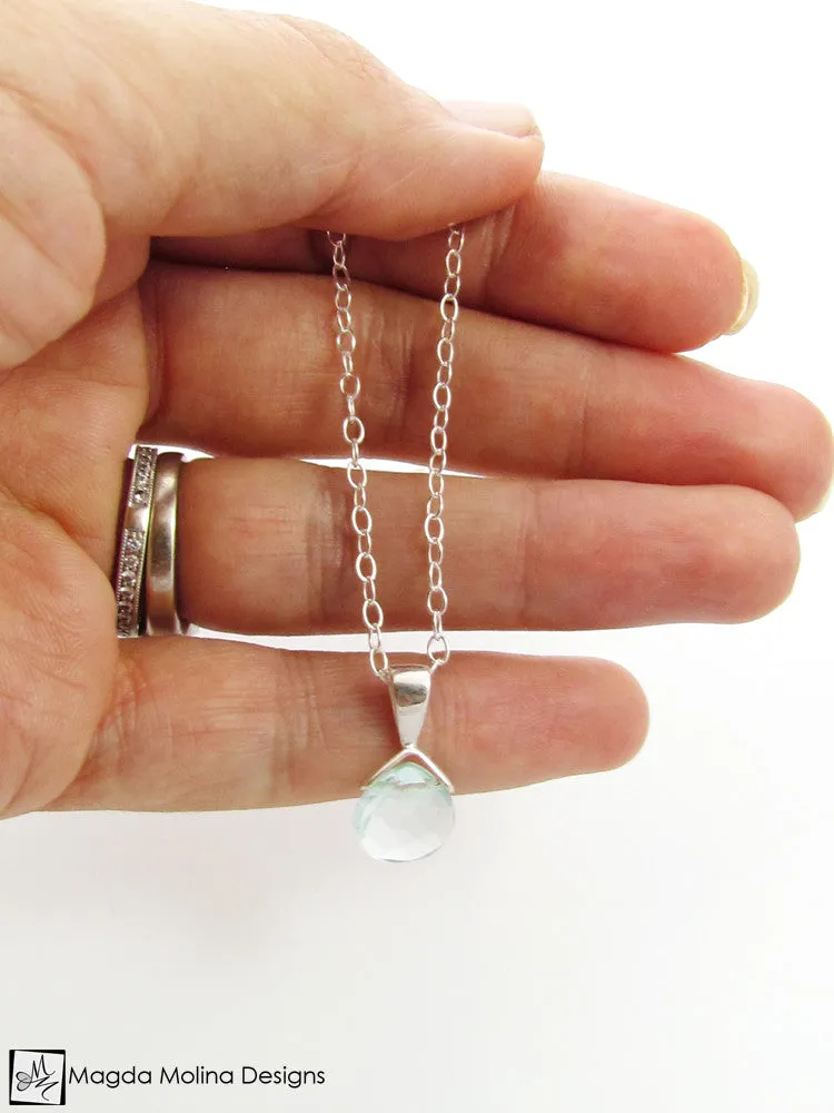 Mini Goddess (children) Simple Quartz Drop on Silver Necklace