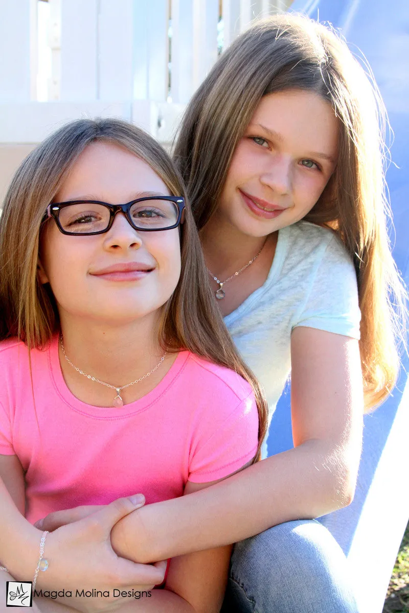 Mini Goddess (children) Simple Quartz Drop on Silver Necklace
