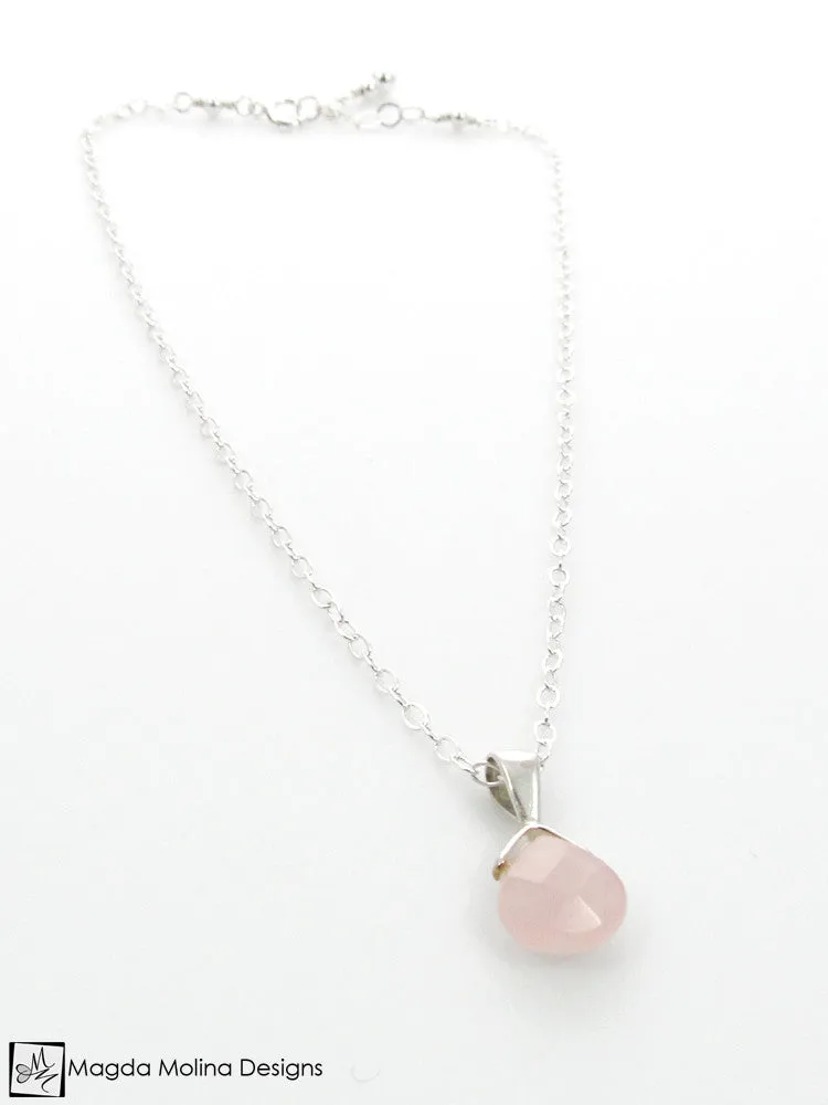 Mini Goddess (children) Simple Quartz Drop on Silver Necklace