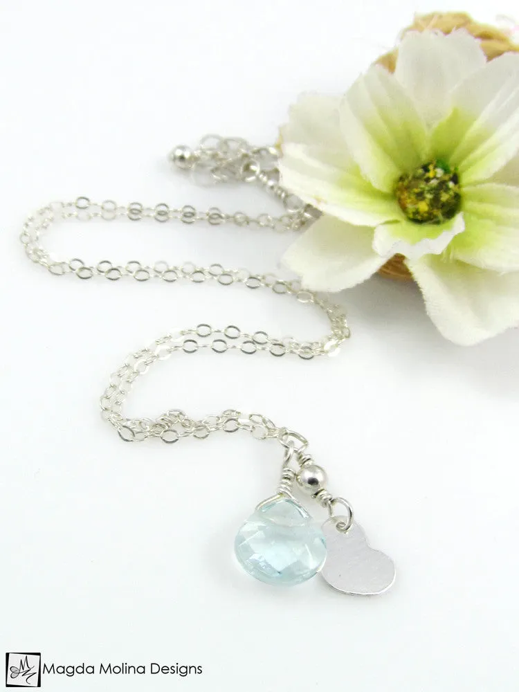Mini Goddess (children) Tiny Heart Charm Necklace With Quartz Drop