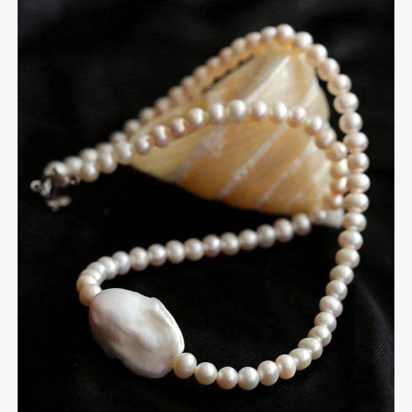Natural Pearl Baroque Choker Necklace