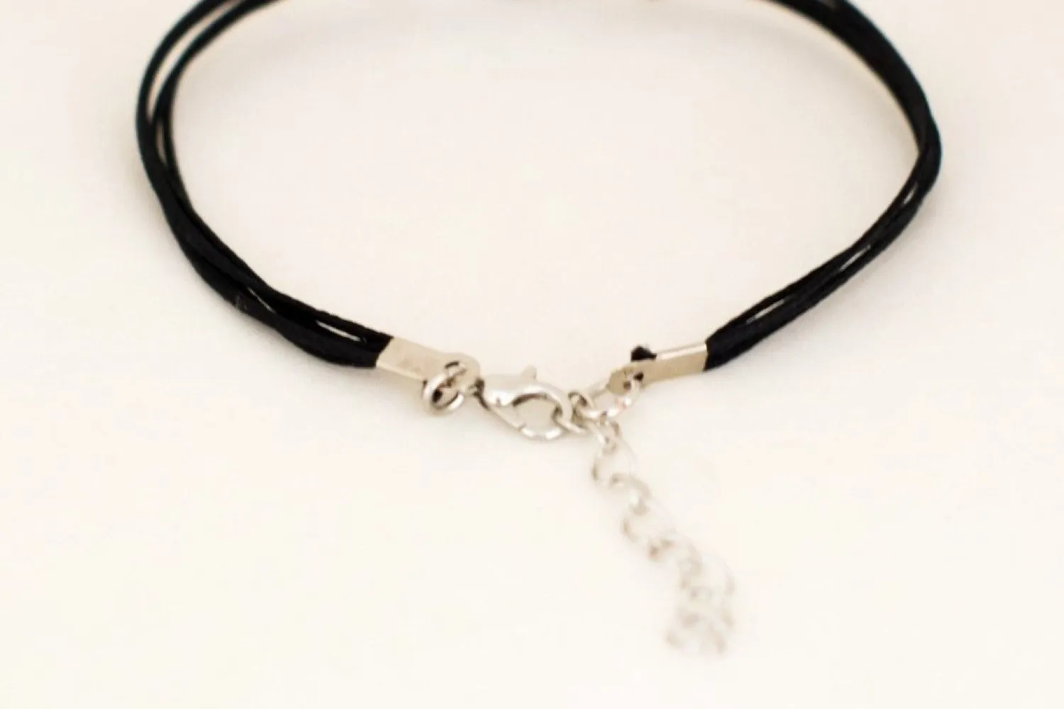 One kid bracelet, black bracelet with silver plated child bead, mom jewelry, mothers day gift, personalised