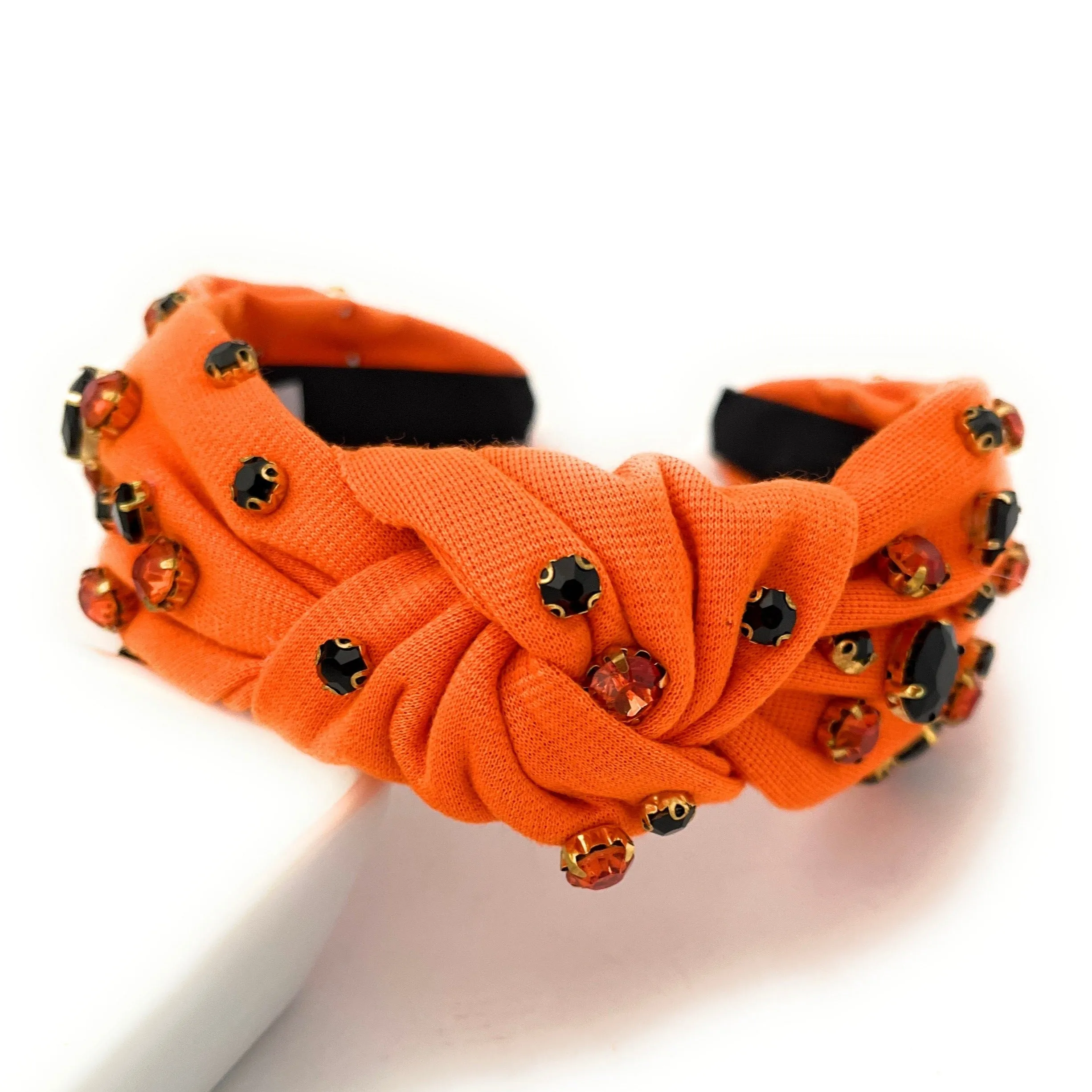 Orange Jeweled Knot Headband