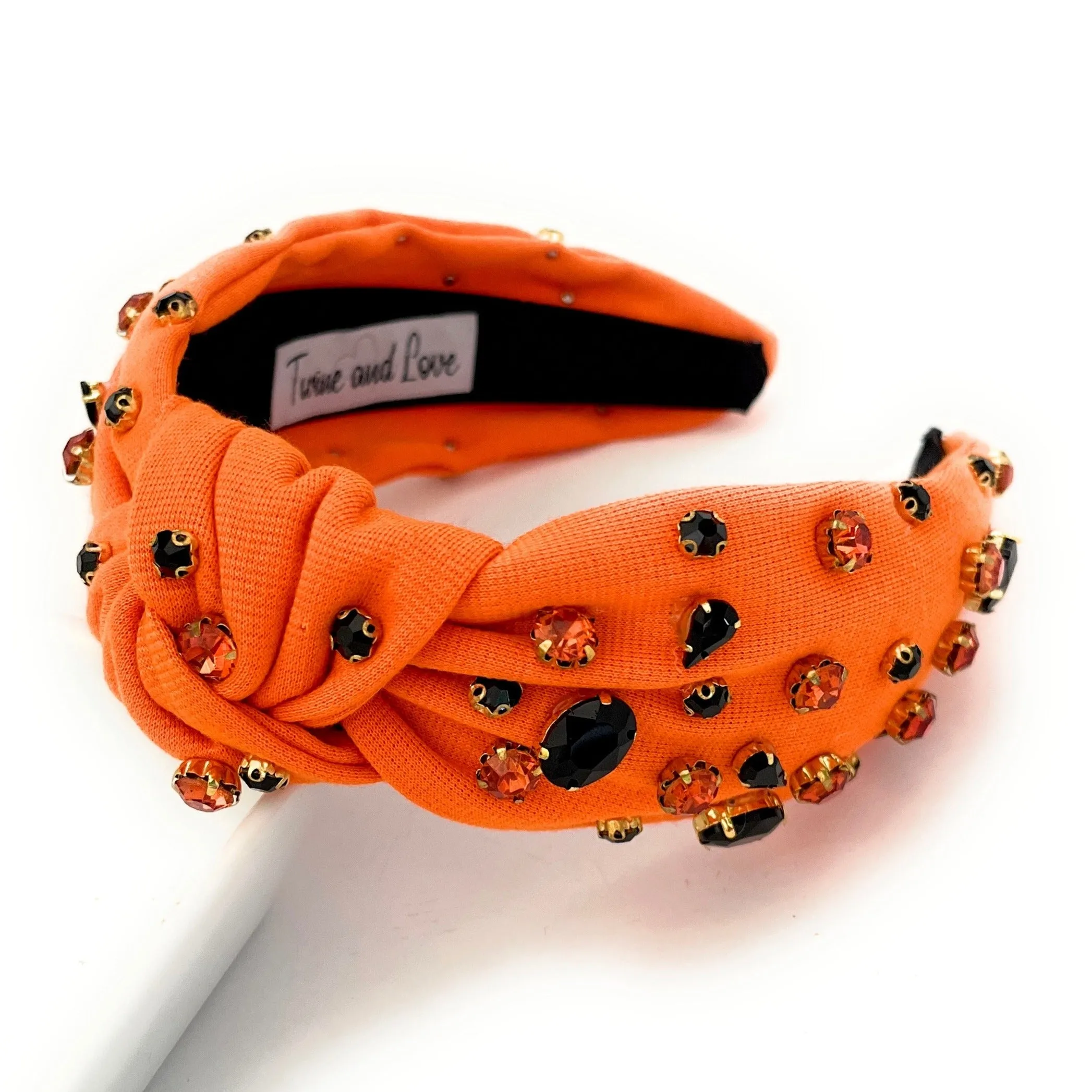 Orange Jeweled Knot Headband