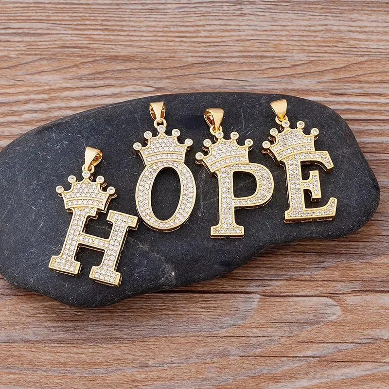 Personalized Zircon Crown A-Z Initial Letter Charm Necklace