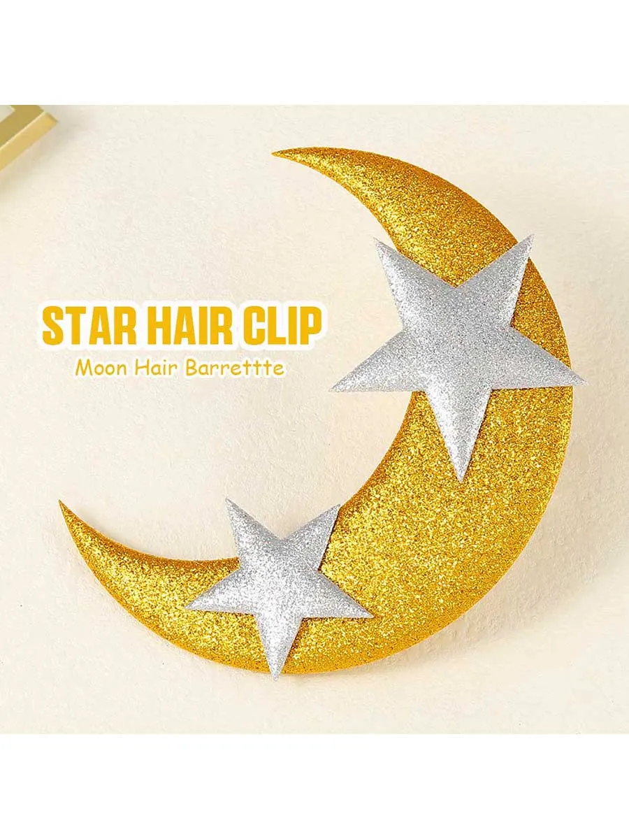 Star Hair Clip Sparkly Gold Moon Hair Barrette Party Wedding Hair Accessories