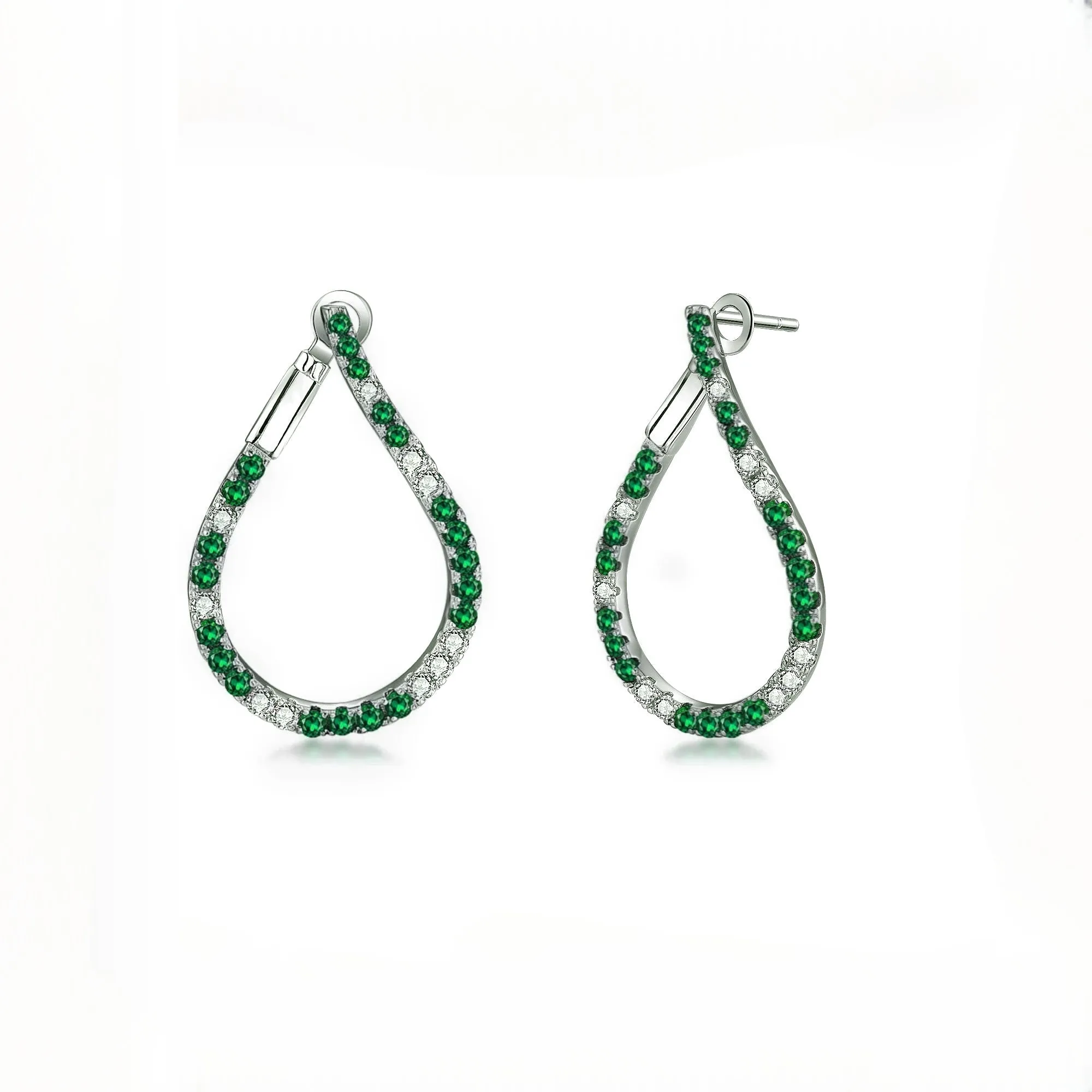 Sterling Silver CZ J Hoop Earrings