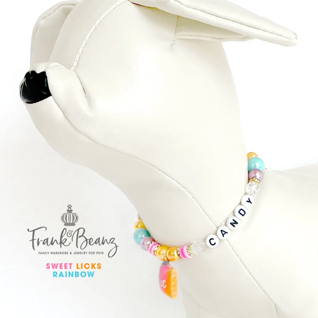 Sweet Licks Rainbow Personalized Pearl Dog Necklace Luxury Pet Jewelry