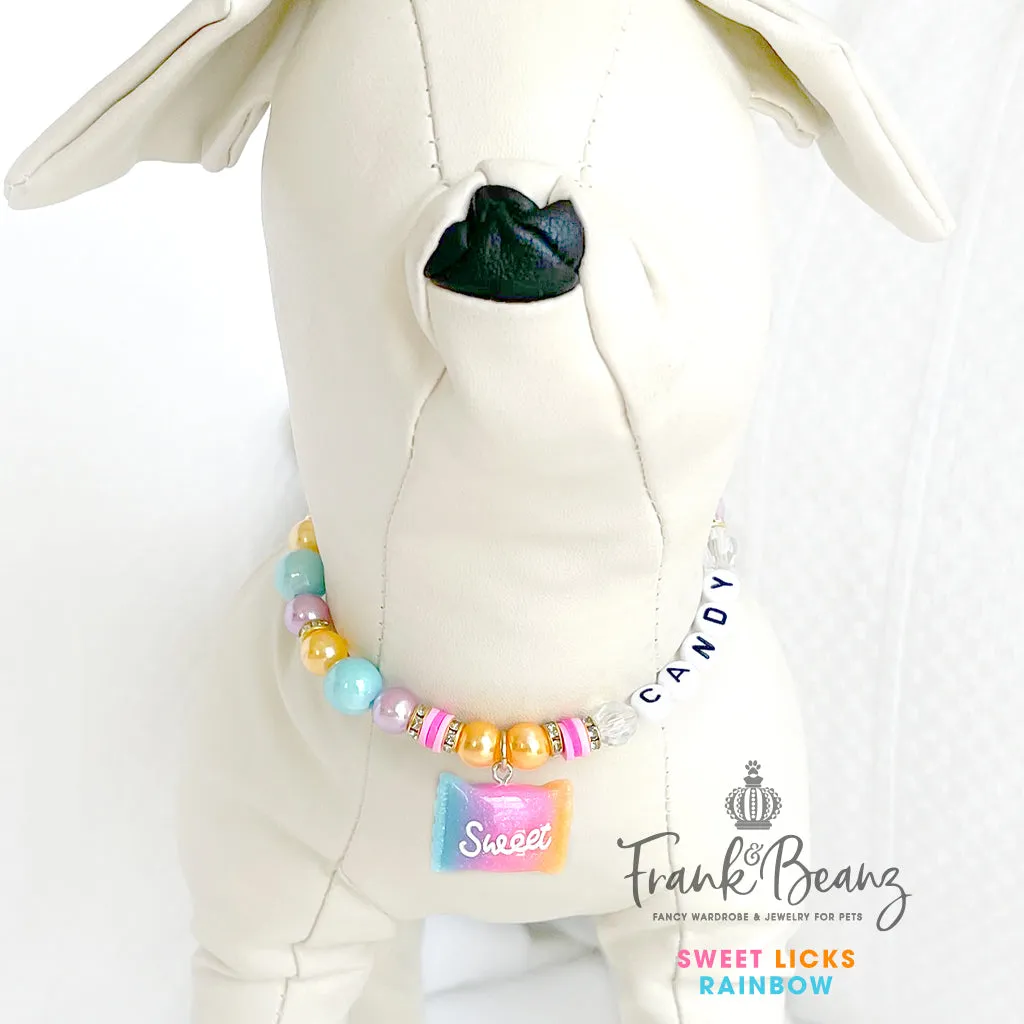 Sweet Licks Rainbow Personalized Pearl Dog Necklace Luxury Pet Jewelry
