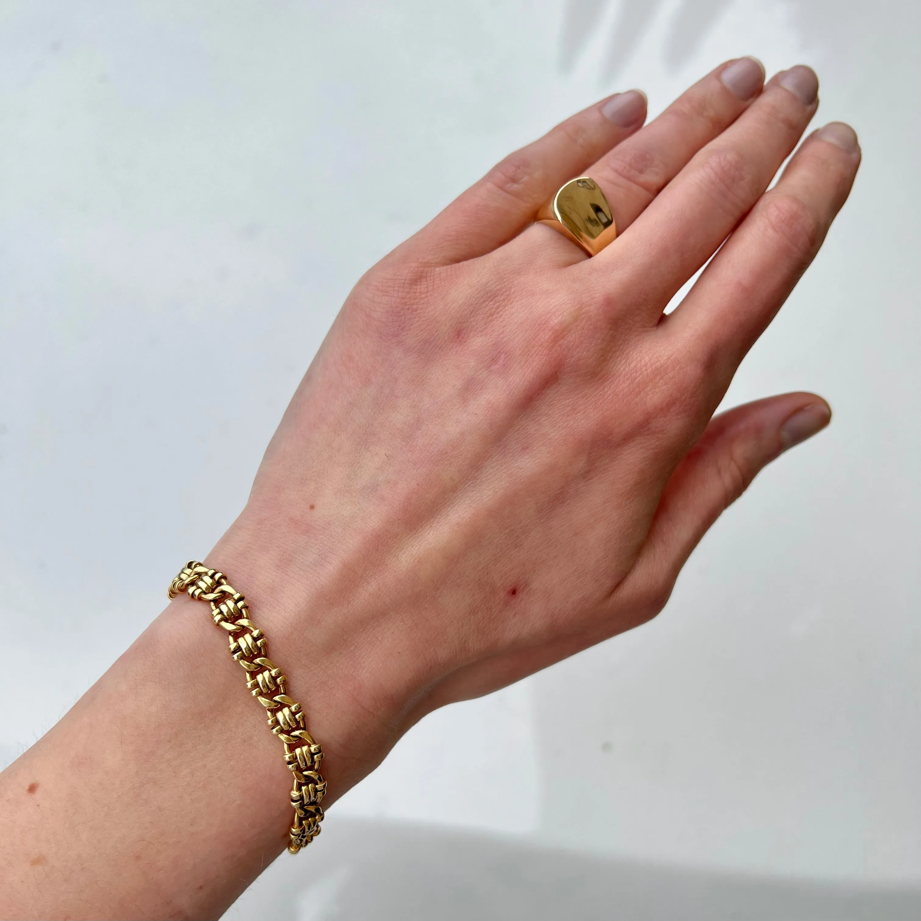 Vintage Italian Split Mariner Chain Link 14k Gold Bracelet