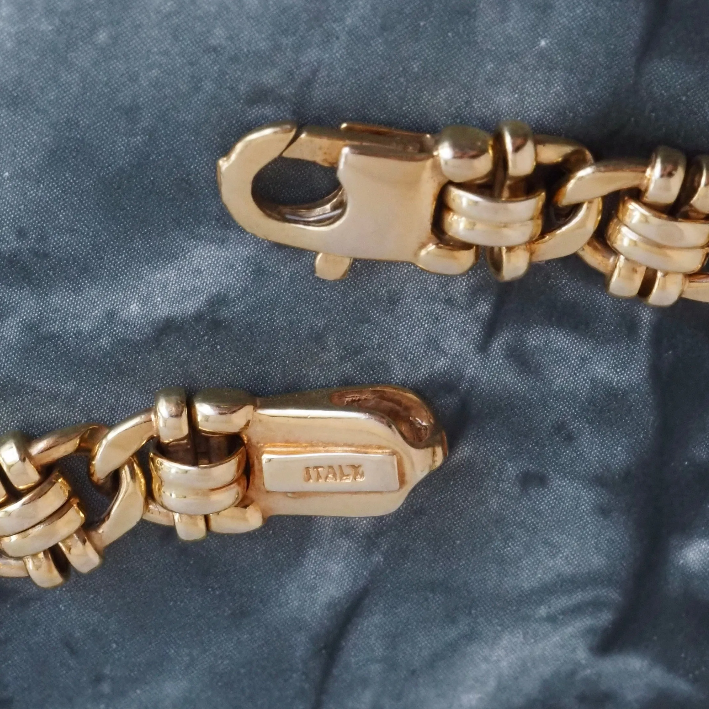 Vintage Italian Split Mariner Chain Link 14k Gold Bracelet