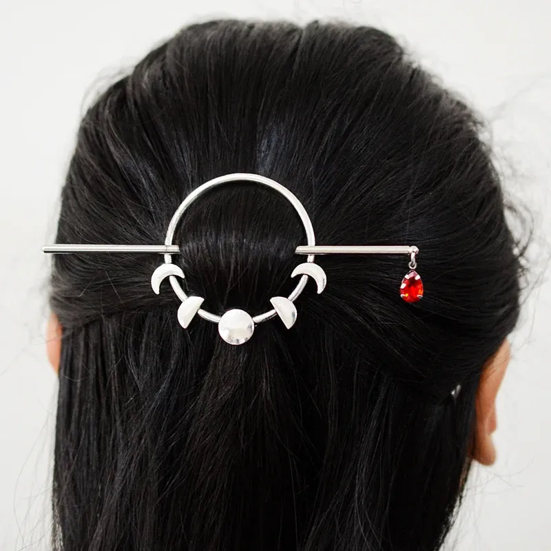 Witch Crescent Moon Cicada Butterfly Hair Barrette Woodland Pagan Hairpin for women wicca Gift