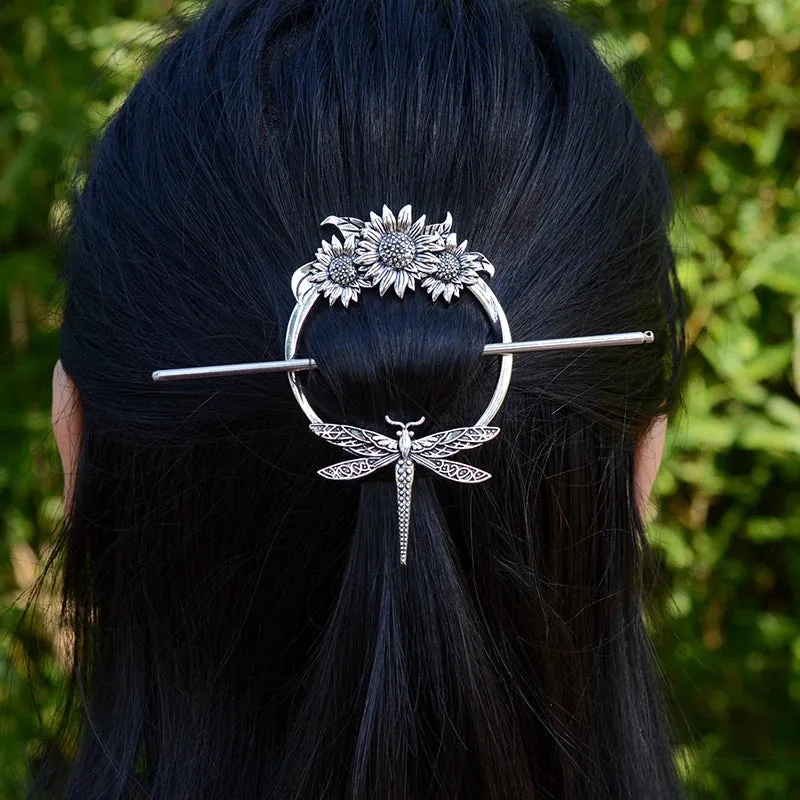 Witch Crescent Moon Cicada Butterfly Hair Barrette Woodland Pagan Hairpin for women wicca Gift
