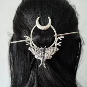Witch Crescent Moon Cicada Butterfly Hair Barrette Woodland Pagan Hairpin for women wicca Gift