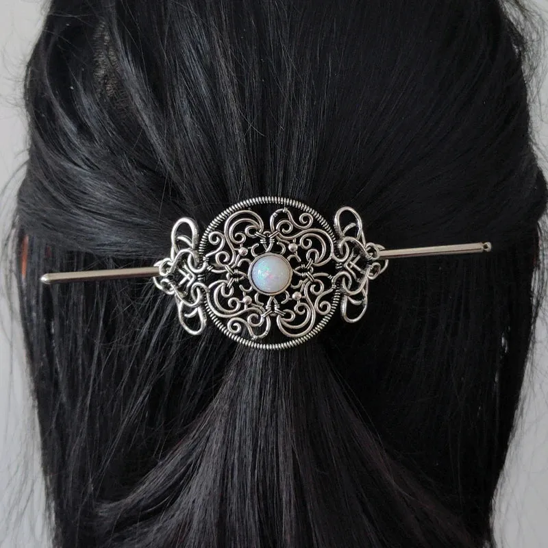 Witch Crescent Moon Cicada Butterfly Hair Barrette Woodland Pagan Hairpin for women wicca Gift
